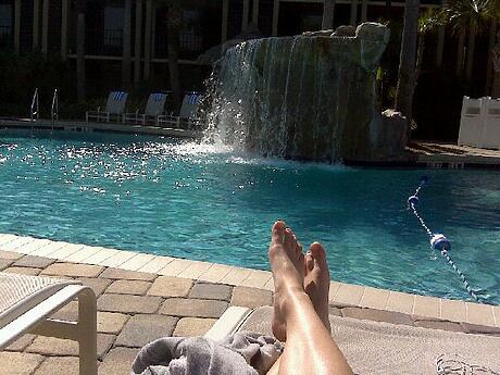 feet by pool