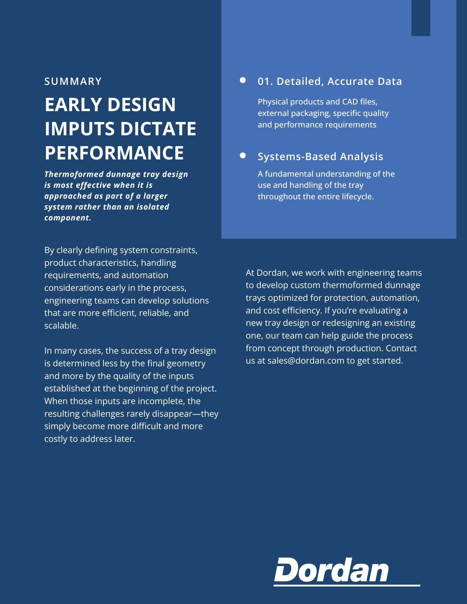 early design inputs dictate dunnage tray performance