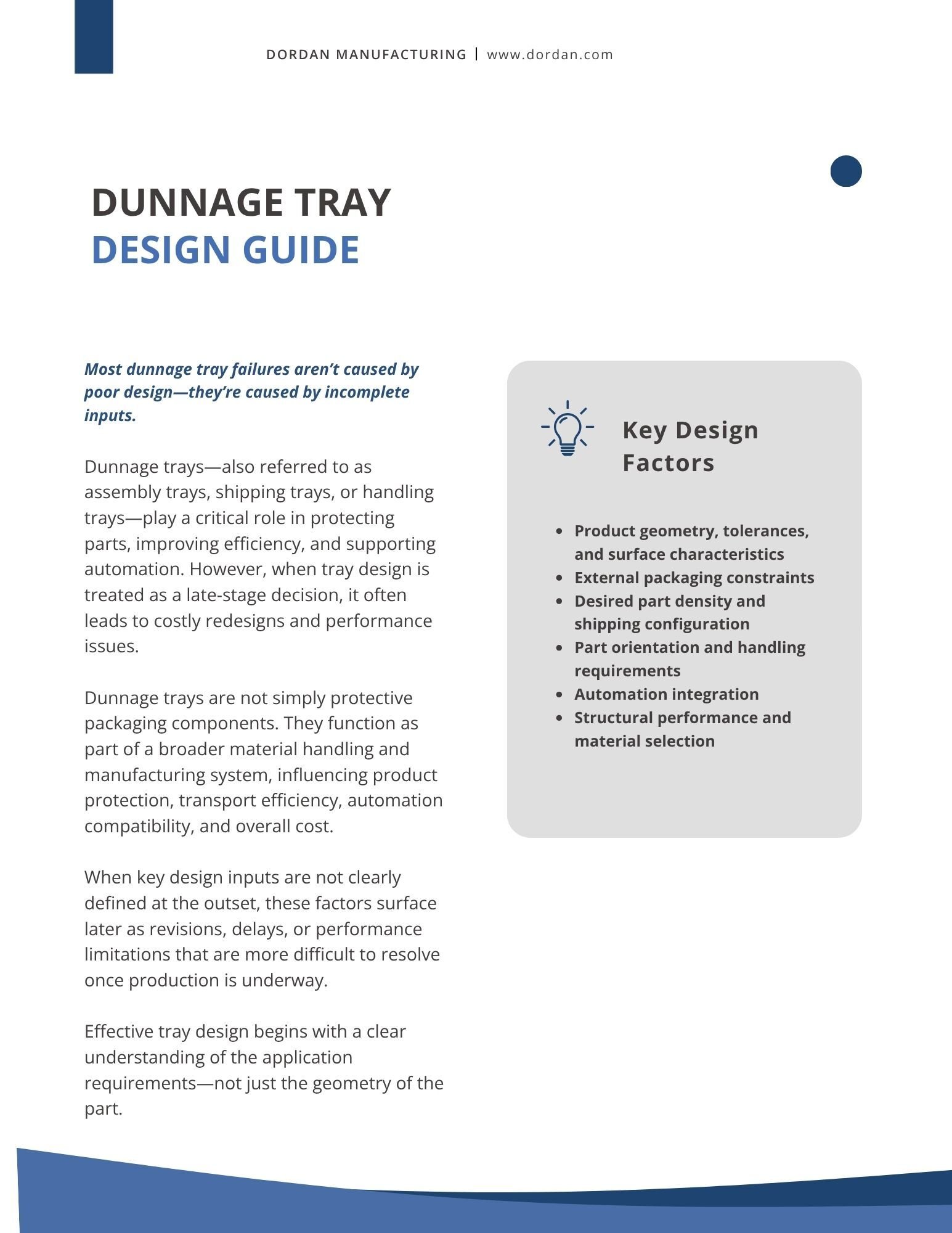 Assembly tray engineering guide