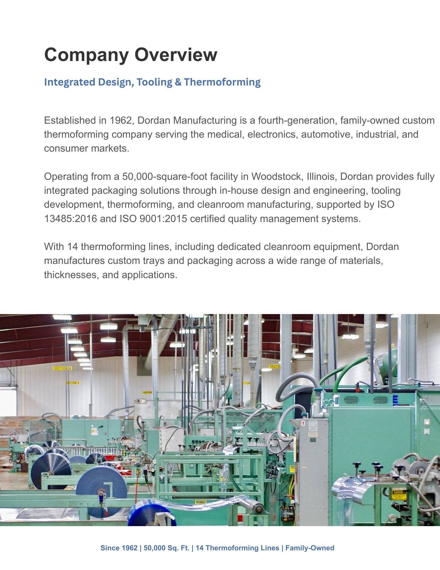 Dordan's thermoforming facility