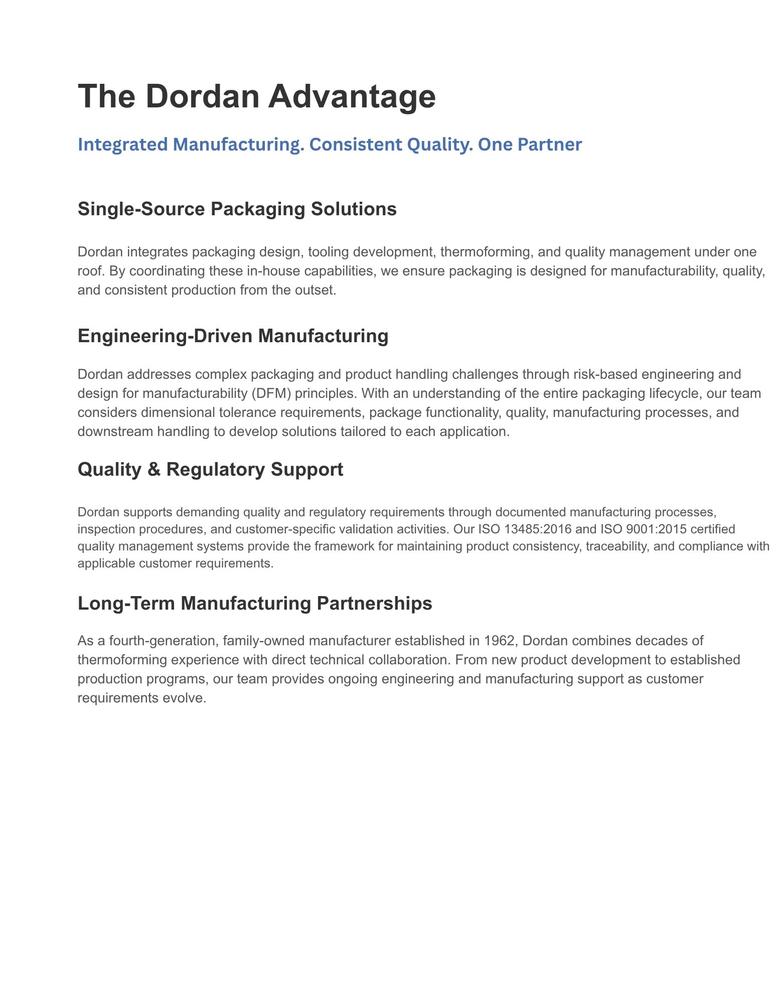Dordan's integrated thermoforming capabilities