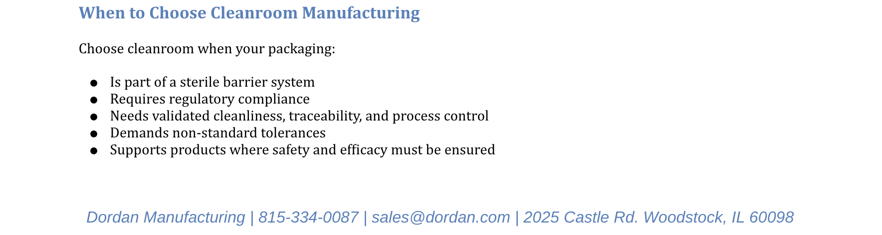 When to chose cleanroom manufacturing