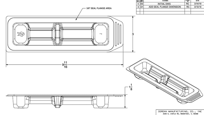 Engineer drawing of medical syringe tray