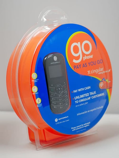 Go Phone clamshell packaging