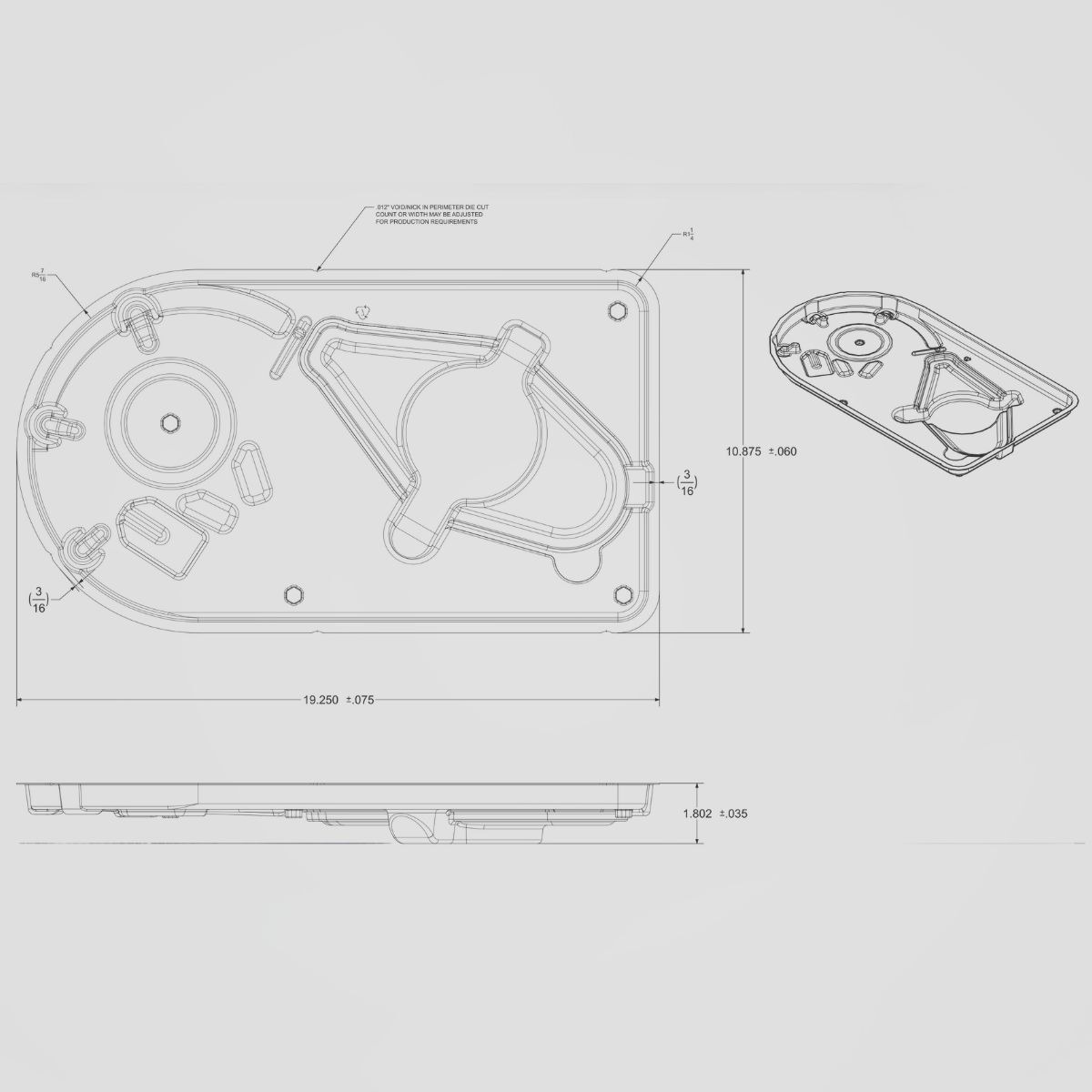Medical tray engineering drawing