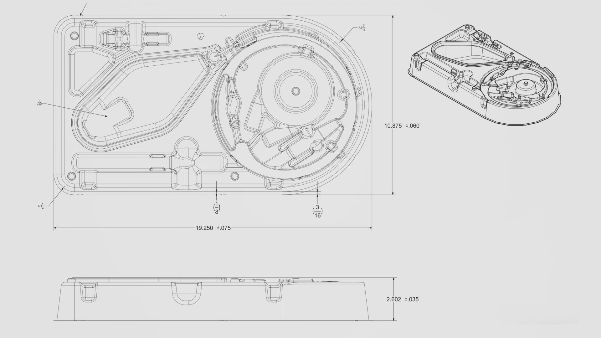 Medical tray engineering drawing