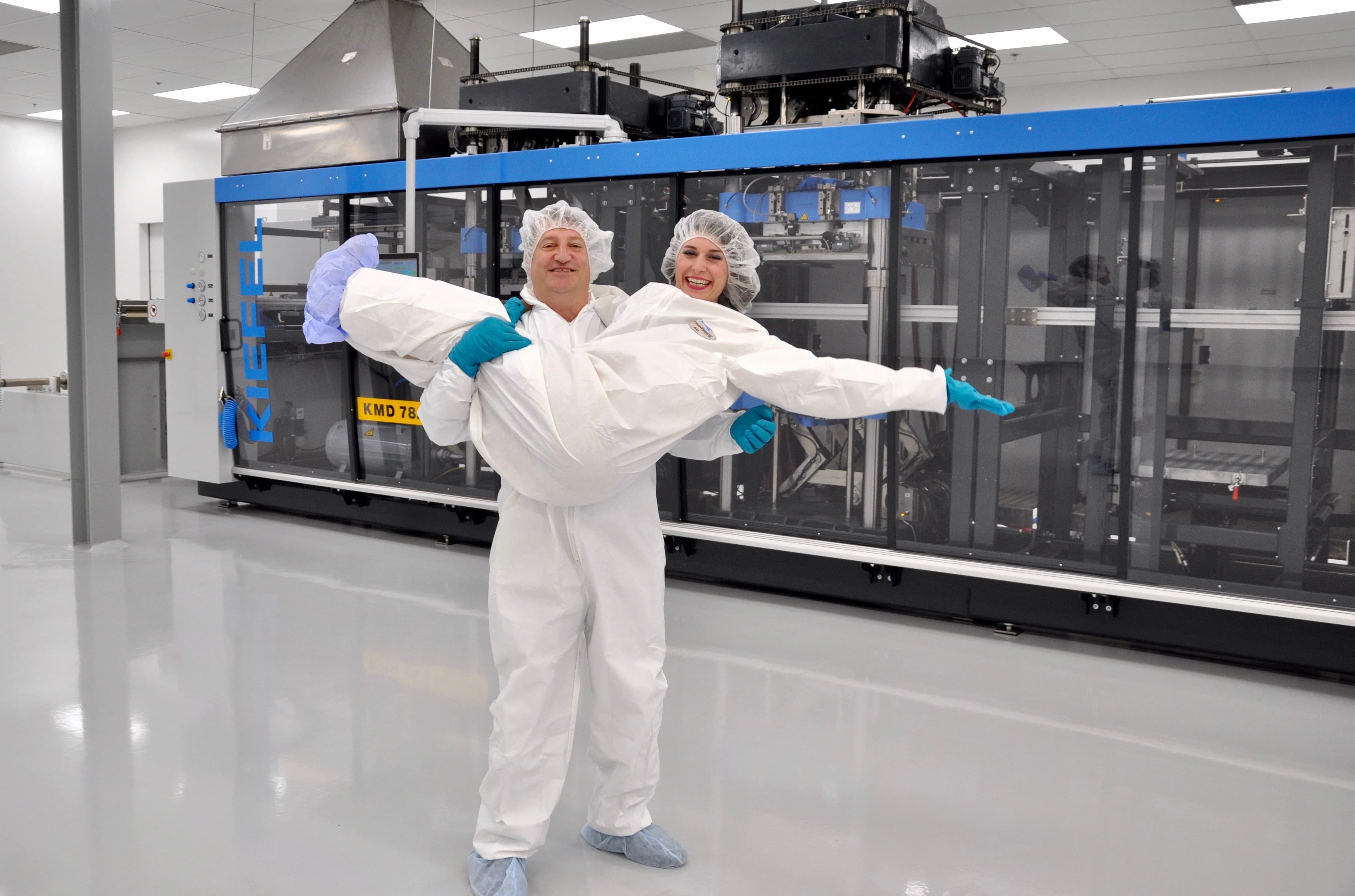 Aric and Chandler in Dordan's cleanroom