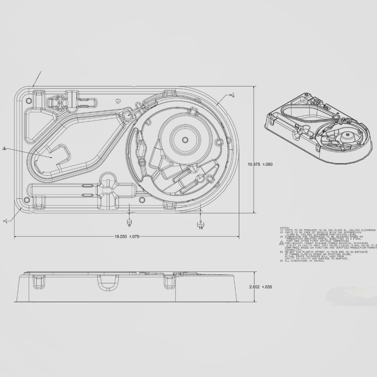 Surgical tray engineering drawing